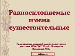 Презентация: Разносклоняемые имена существительные