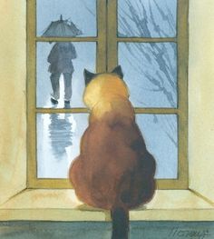 Котопес, Дождь, Ландшафт, Домашние Питомцы, Природа, Инстаграм, Painting