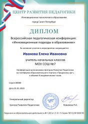 Диплом участника конференции