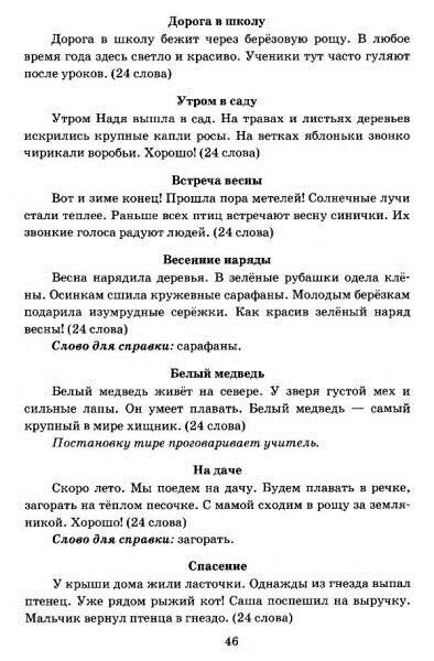 Диктанты по русскому языку на тему весна (1 класс)