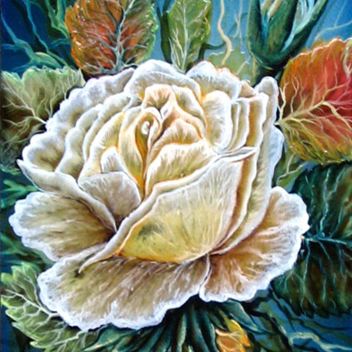 Белая роза - картина на зеркале