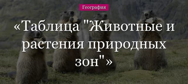 Таблица &ldquo;Климат, животные и растения природных зон&rdquo;