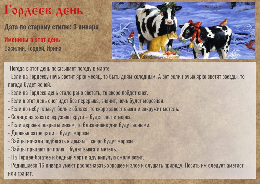 16 января — Гордеев день