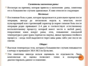 При появлении признаков нагноения послеоперационной раны необходимо